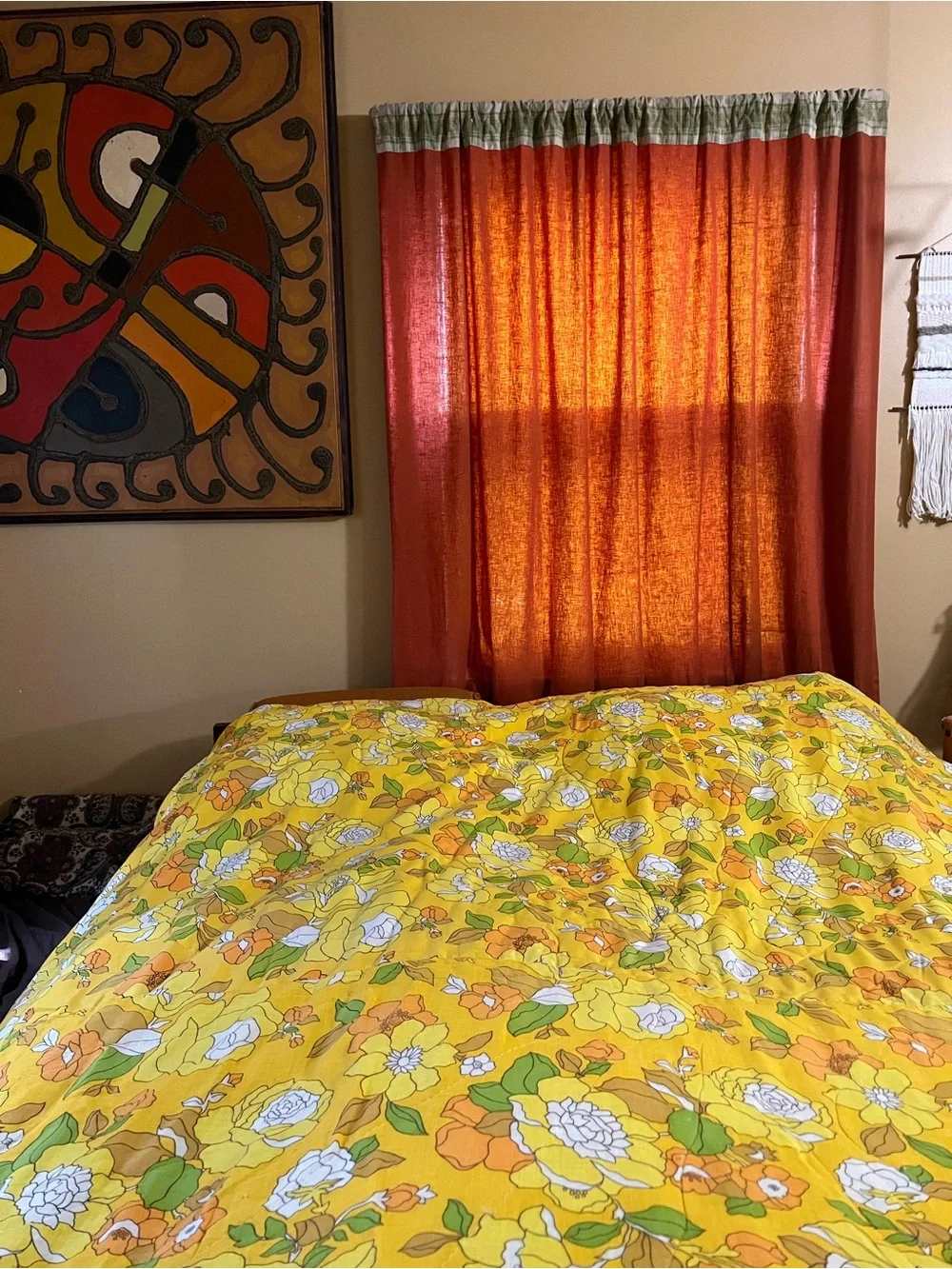 Vtg 60s/70s Bright Colorful Flower Power Quilted Bedspread Coverlet Full Size
